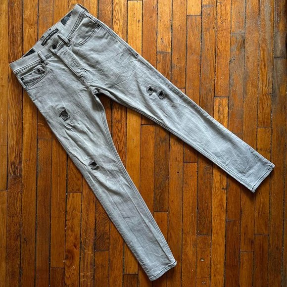 Diesel‎ D.N.A 2016 Tepphar Slim Carrot Stretch Men Grey Silver Faded Denim Jeans - Picture 1 of 7